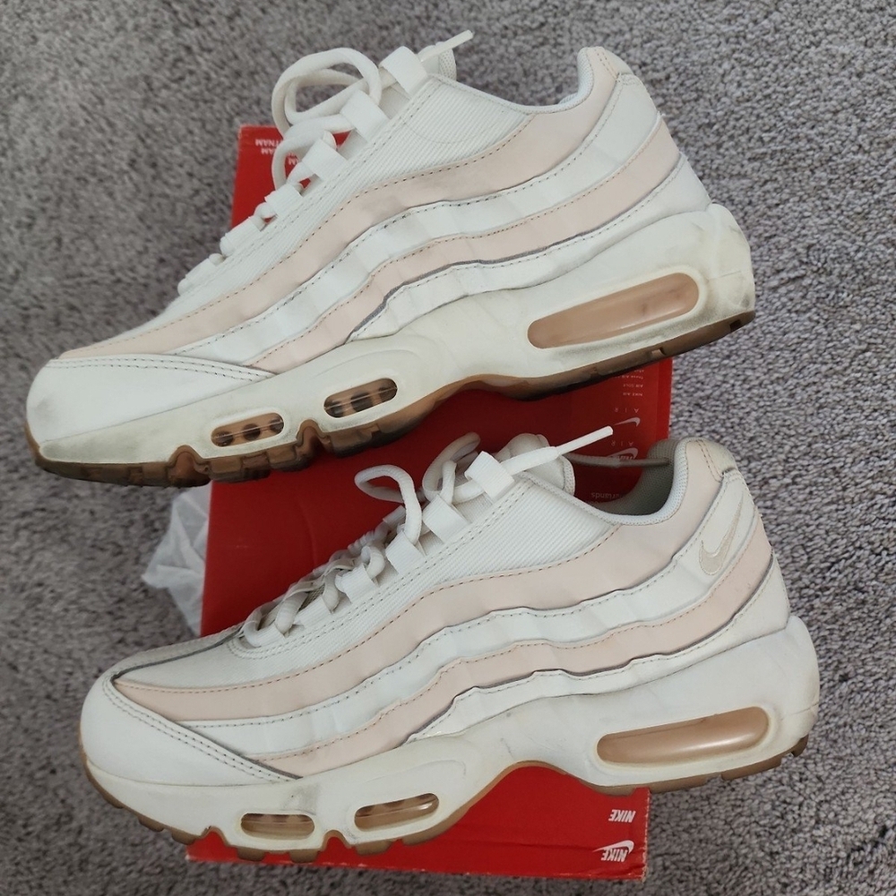 Nike White and Cream Air Max 95 Sneakers